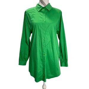 Walter Baker Medina Green Cotton Button Down Long Sleeve Tunic Shirt Size M